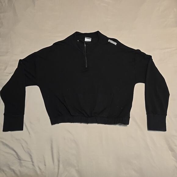 Gymshark Tops - Gymshark Women Size XL Training Cropped Sweater Black 1/4 Zip